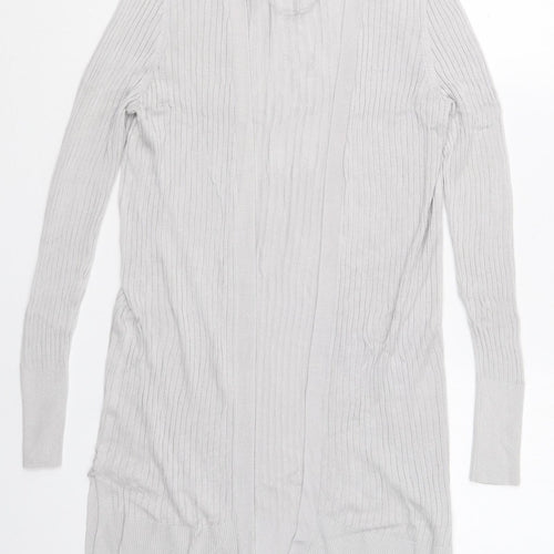 Oasis Womens Grey V-Neck  Viscose Cardigan Jumper Size XS