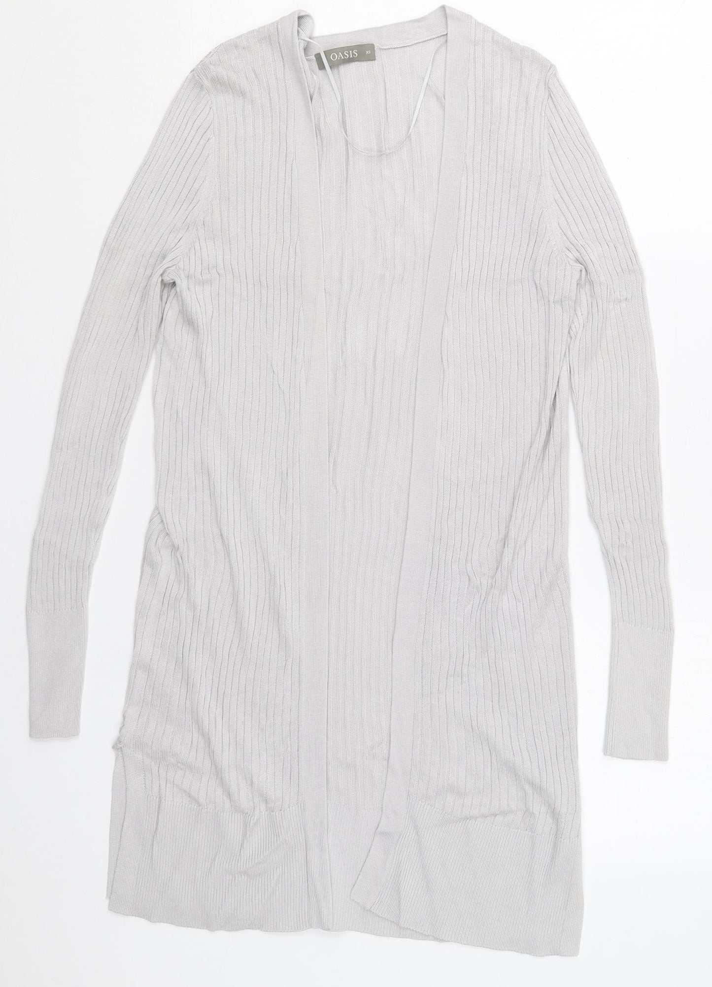 Oasis Womens Grey V-Neck  Viscose Cardigan Jumper Size XS