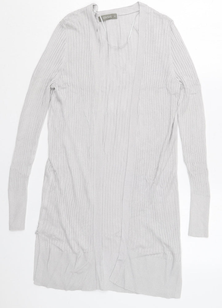 Oasis Womens Grey V-Neck Viscose Cardigan Jumper Size XS