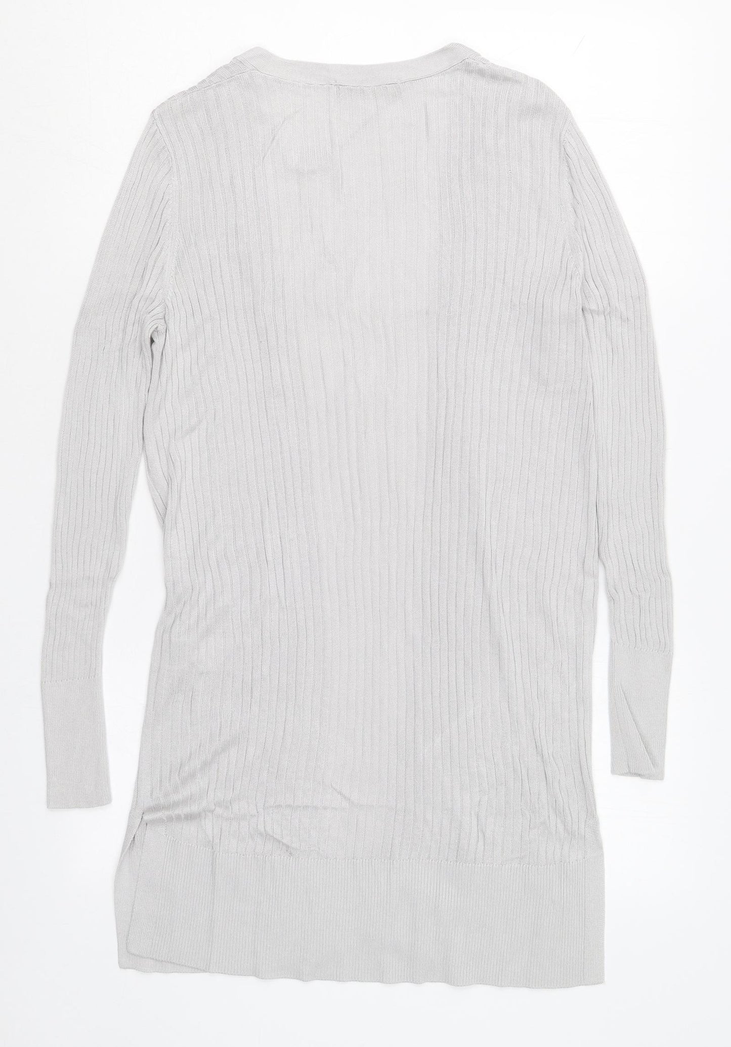 Oasis Womens Grey V-Neck  Viscose Cardigan Jumper Size XS