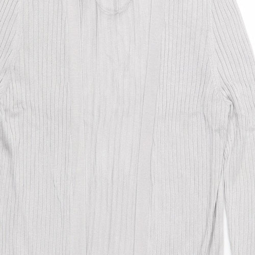 Oasis Womens Grey V-Neck  Viscose Cardigan Jumper Size XS