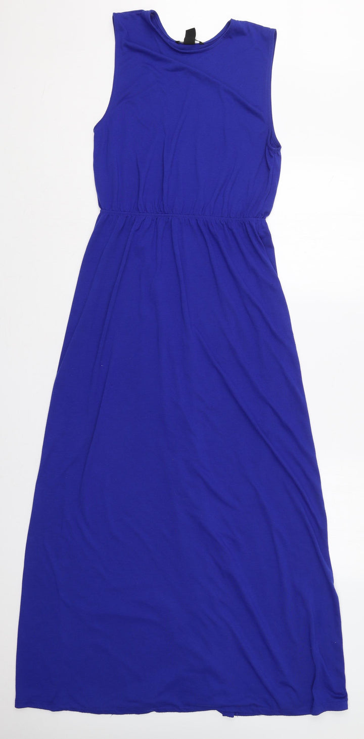 H&M Womens Blue  Polyester Maxi  Size S  Round Neck Pullover