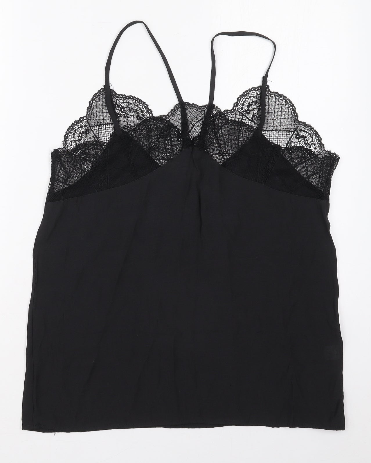 Preworn Womens Black  Cotton Basic Tank Size XL V-Neck