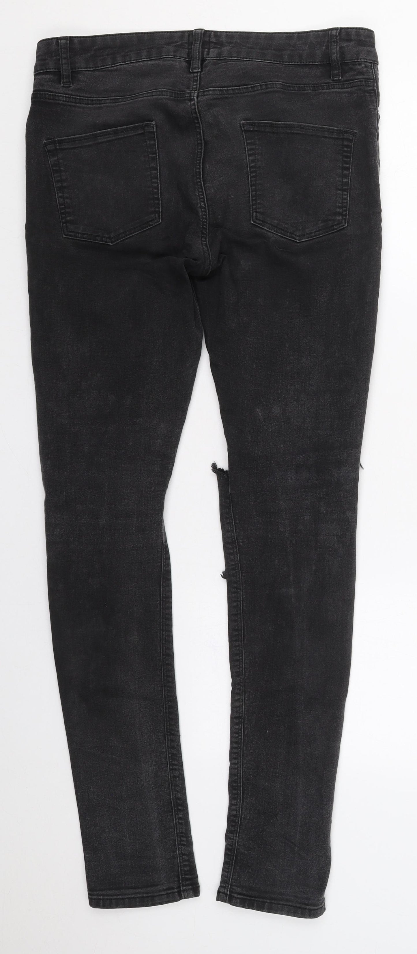 ASOS Mens Black  Cotton Skinny Jeans Size 34 L30 in Regular Button