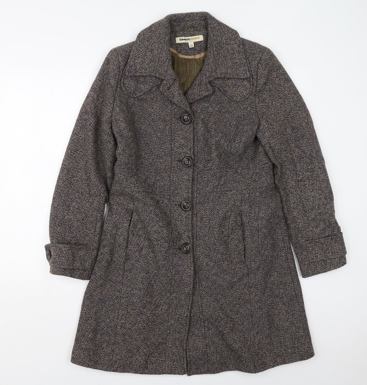 Clements Womens Brown   Pea Coat Coat Size 14  Button