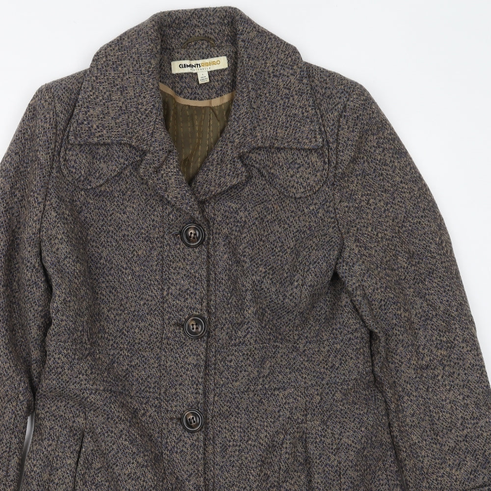 Clements Womens Brown   Pea Coat Coat Size 14  Button
