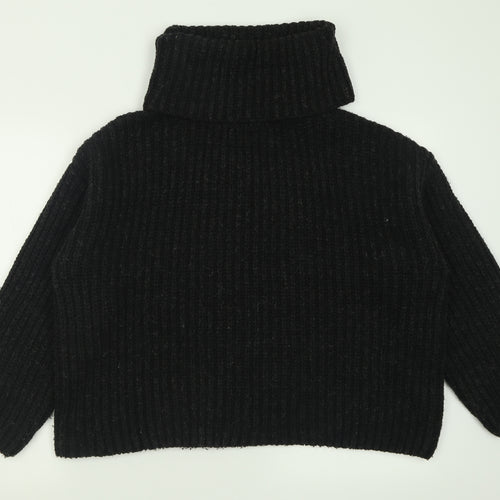 Topshop Womens Black Roll Neck  Acrylic Pullover Jumper Size M