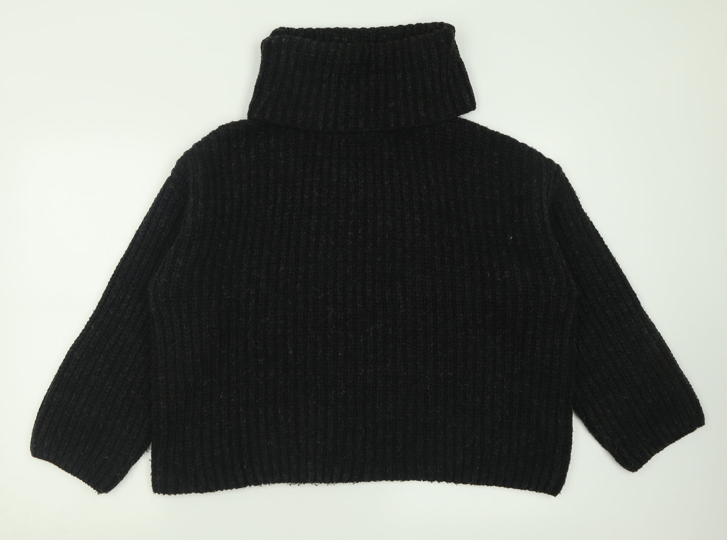 Topshop Womens Black Roll Neck  Acrylic Pullover Jumper Size M