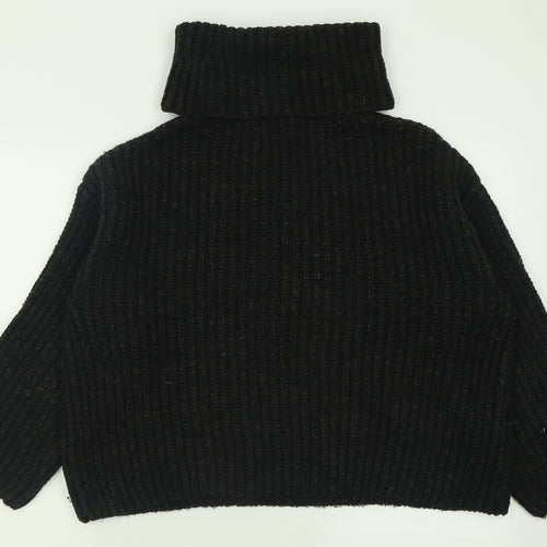 Topshop Womens Black Roll Neck  Acrylic Pullover Jumper Size M