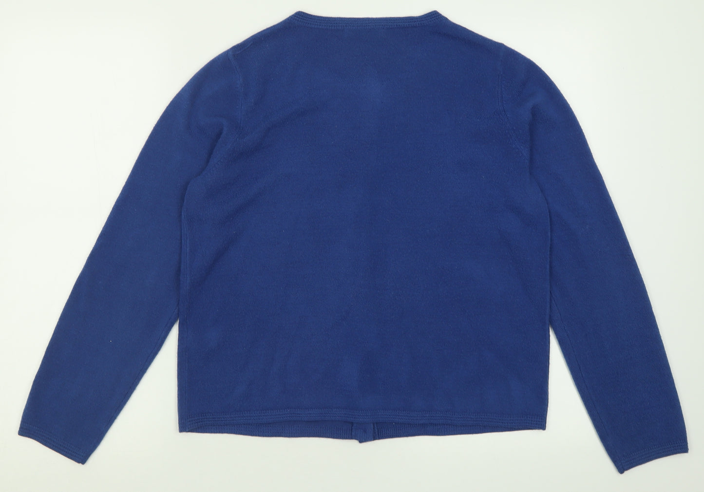 Marks and Spencer Womens Blue Crew Neck  Acrylic Cardigan Jumper Size 12