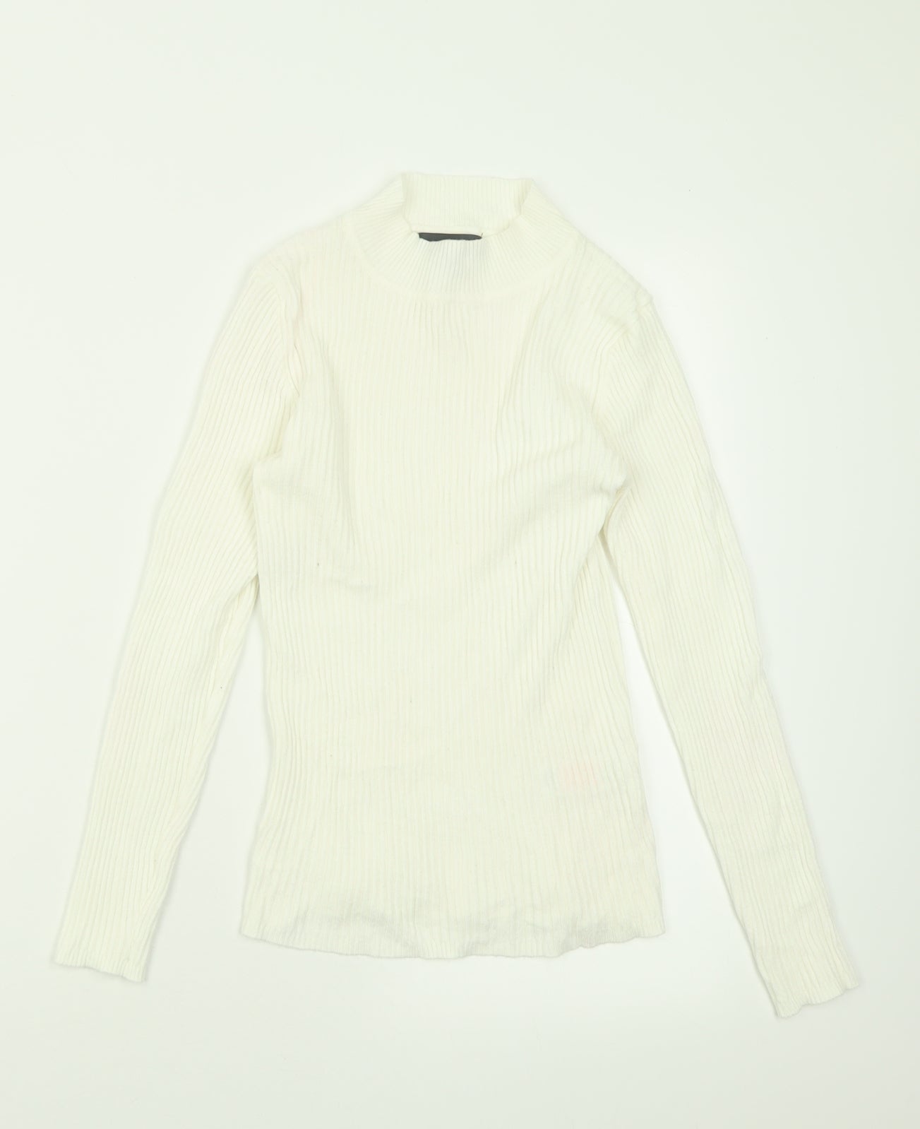 Primark Womens White High Neck  Polyester Pullover Jumper Size M