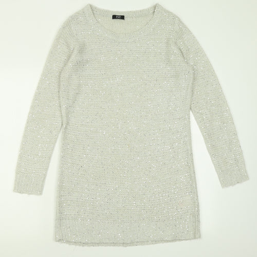F&F Womens Grey  Acrylic Jumper Dress  Size 14  Crew Neck Pullover
