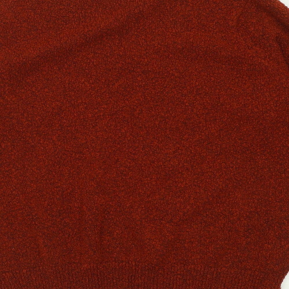 Bonmarché Womens Orange V-Neck  Acrylic Pullover Jumper Size M