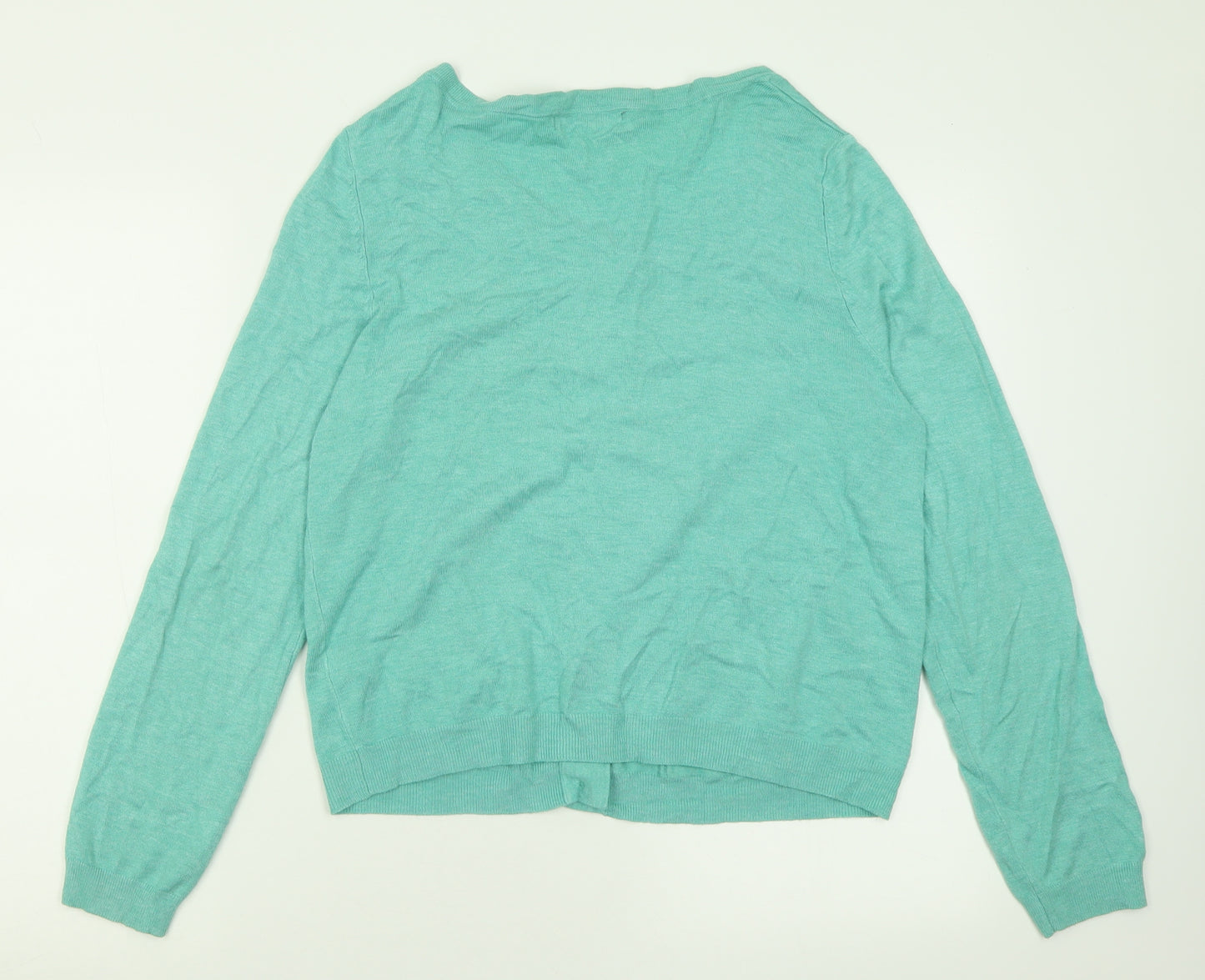 TU Womens Green Crew Neck  Viscose Cardigan Jumper Size 18