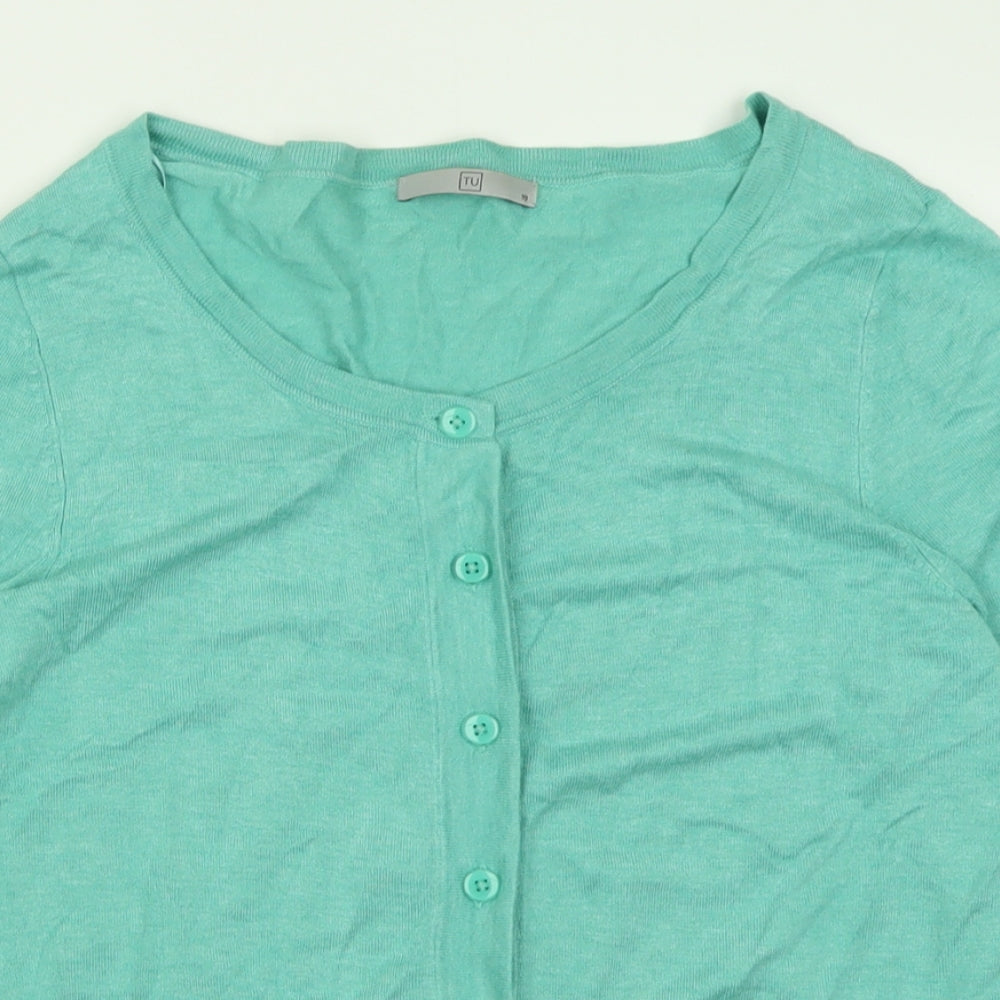 TU Womens Green Crew Neck  Viscose Cardigan Jumper Size 18