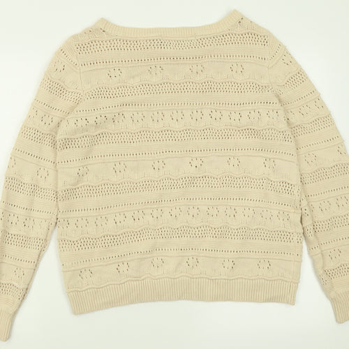 VERO MODA Womens Beige Crew Neck  Cotton Pullover Jumper Size L