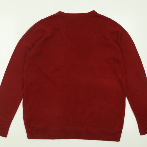 Marks and Spencer Womens Red V-Neck  Acrylic Pullover Jumper Size 16