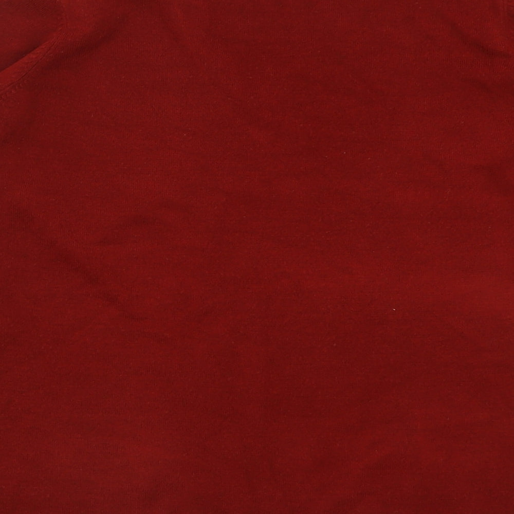 Marks and Spencer Womens Red V-Neck  Acrylic Pullover Jumper Size 16