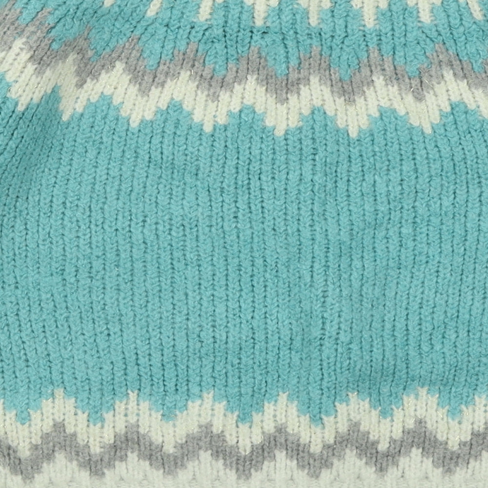 shop one Womens Blue High Neck Geometric Acrylic Pullover Jumper Size M