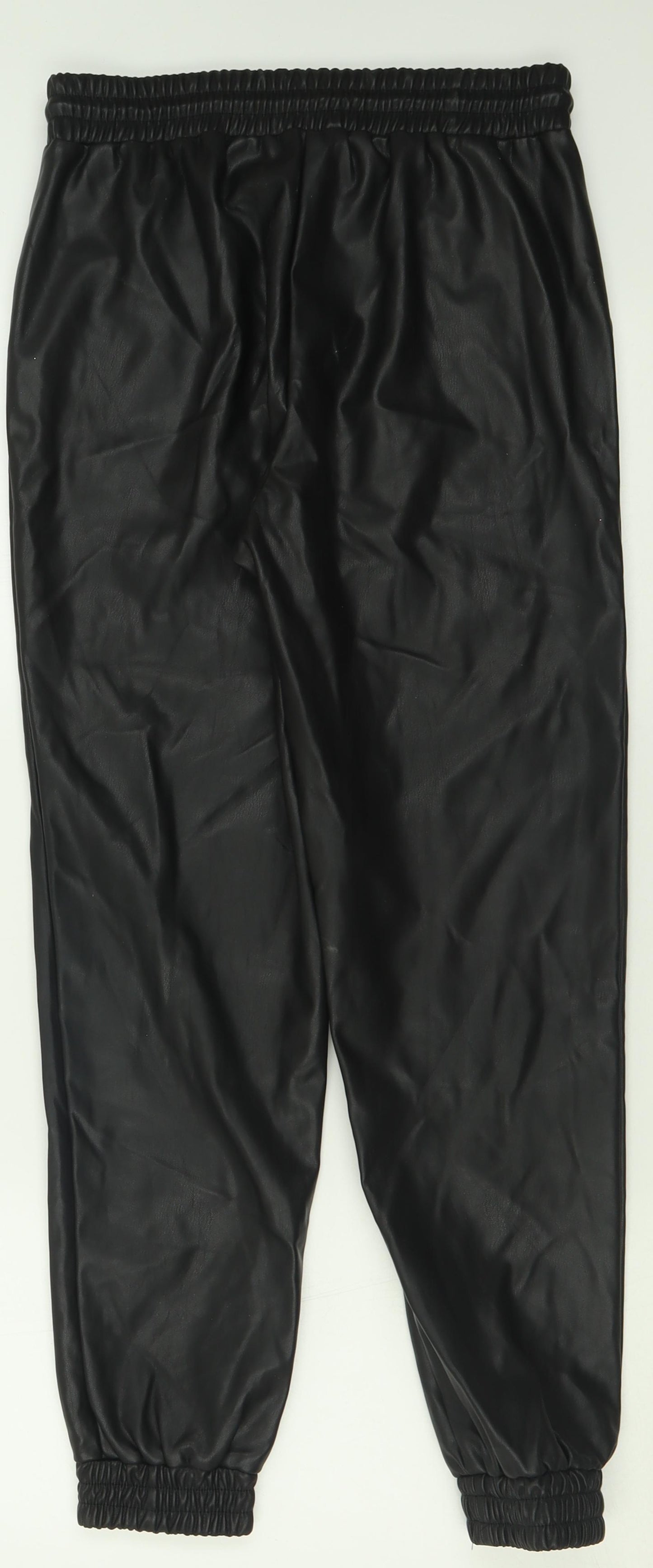 New London Womens Black  Polyester Jogger Trousers Size 8 L26 in Regular Tie
