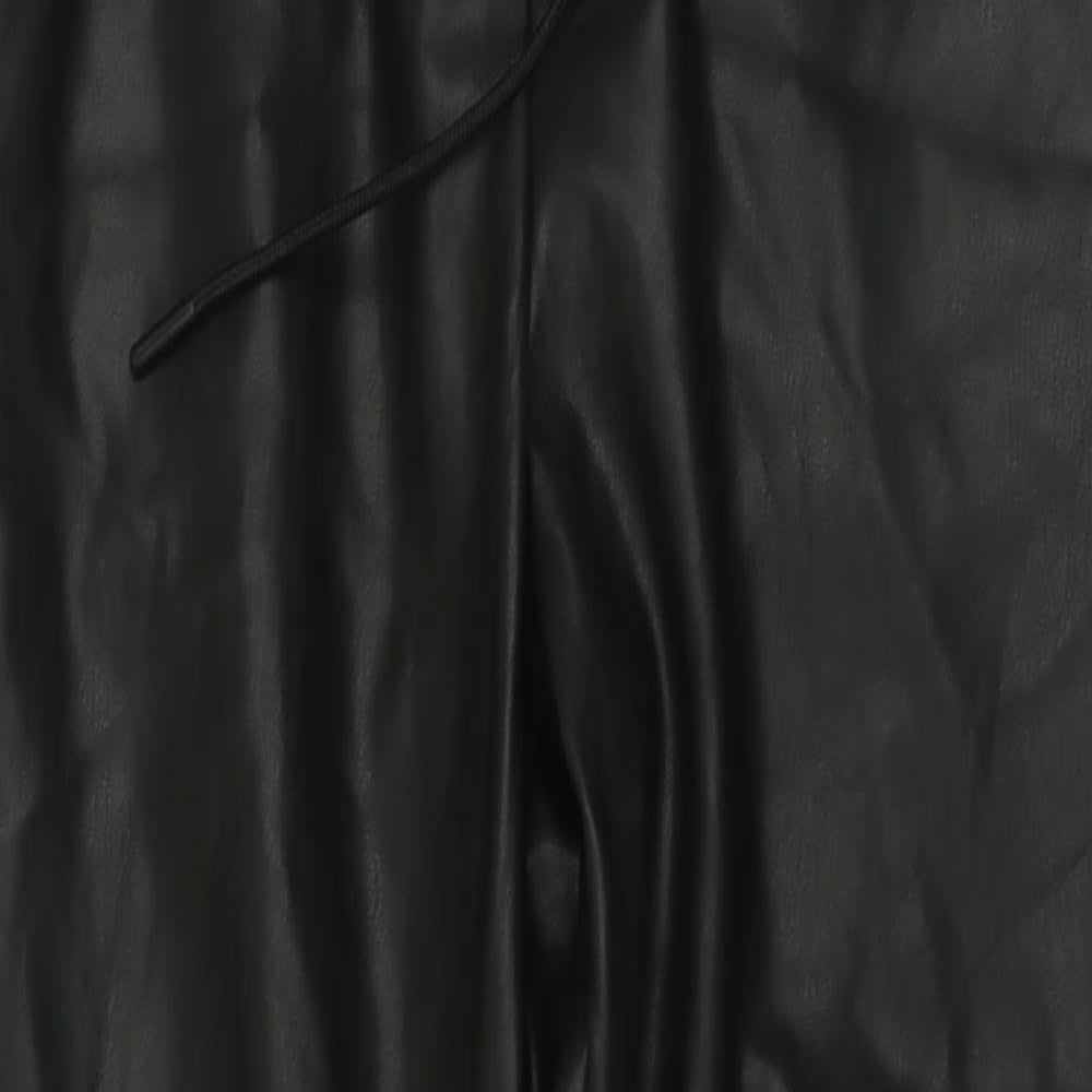New London Womens Black  Polyester Jogger Trousers Size 8 L26 in Regular Tie
