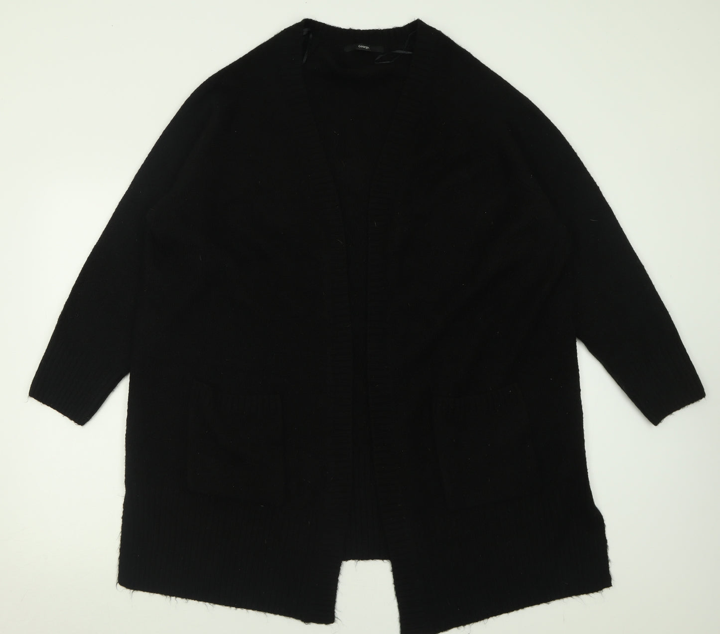 George Womens Black V-Neck  Acrylic Cardigan Jumper Size XL