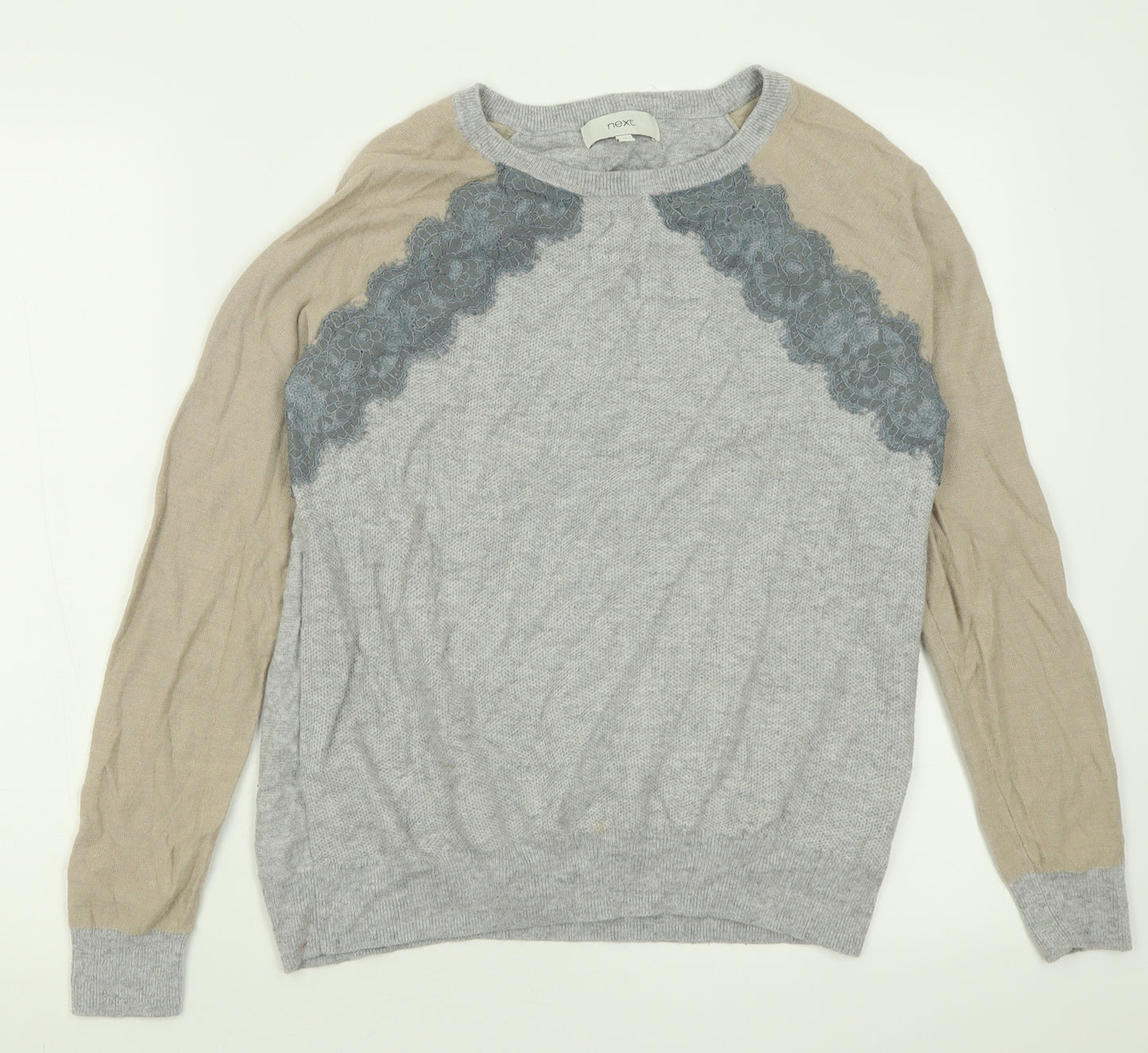 NEXT Womens Grey Crew Neck  Cotton Pullover Jumper Size 12