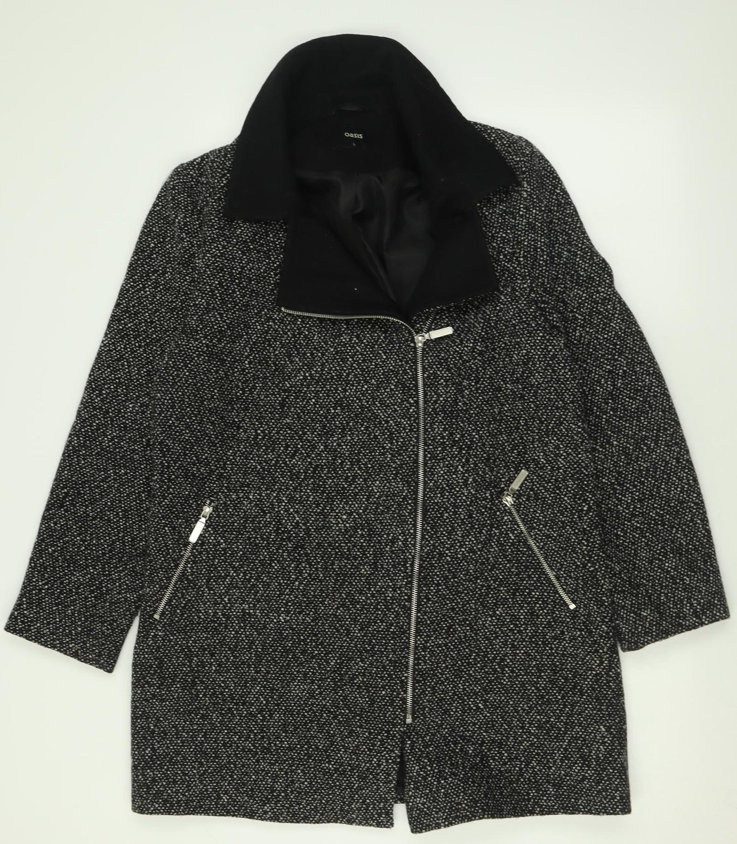 Oasis Womens Grey   Overcoat Coat Size L  Zip