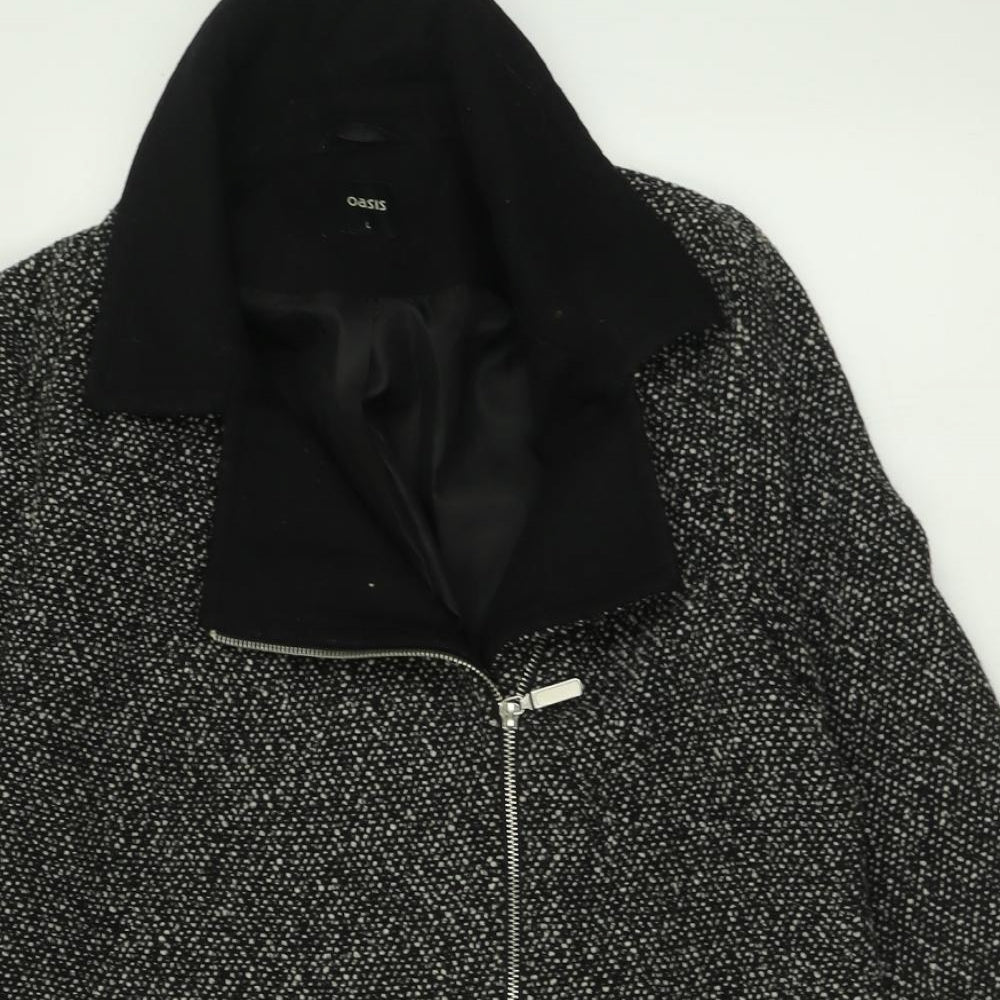 Oasis Womens Grey   Overcoat Coat Size L  Zip