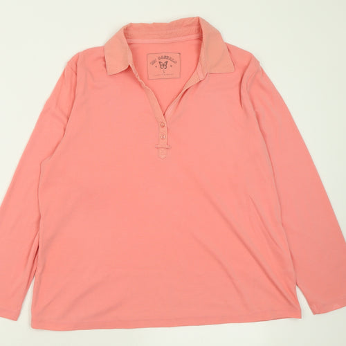 BM Womens Pink  Polyester Basic Polo Size L Collared