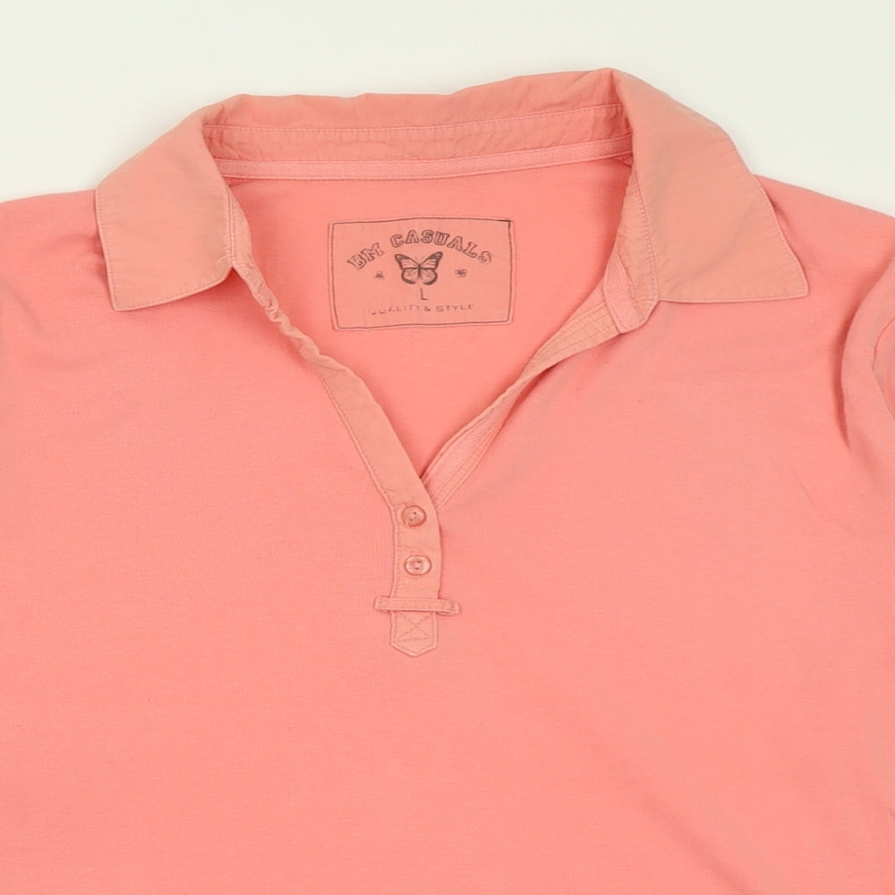 BM Womens Pink  Polyester Basic Polo Size L Collared