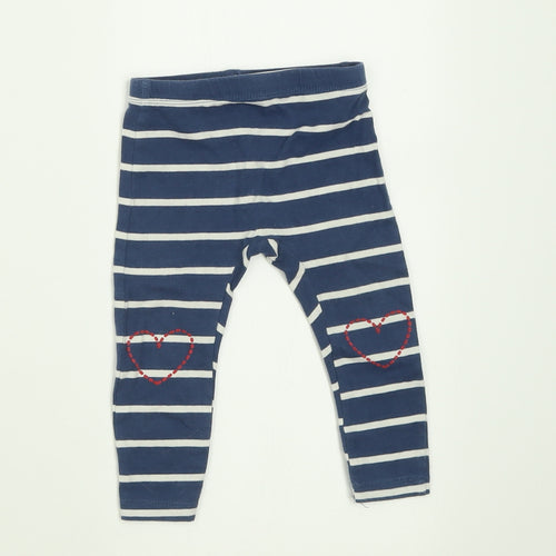 Dunnes Stores Girls Blue Striped Cotton Capri Trousers Size 6-9 Months  Pullover