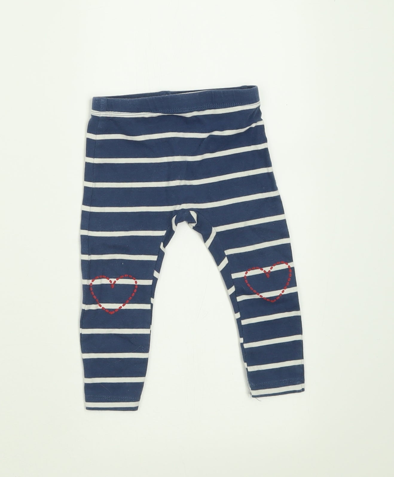 Dunnes Stores Girls Blue Striped Cotton Capri Trousers Size 6-9 Months  Pullover