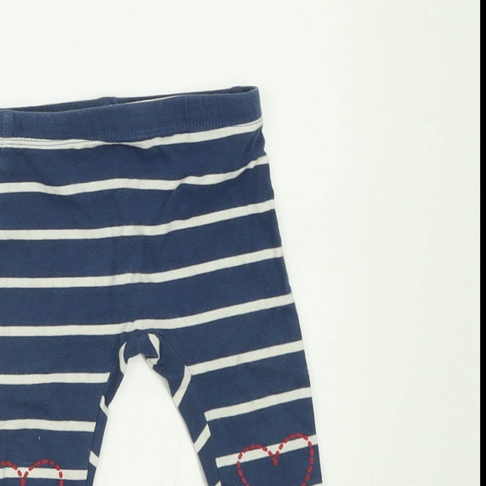 Dunnes Stores Girls Blue Striped Cotton Capri Trousers Size 6-9 Months  Pullover
