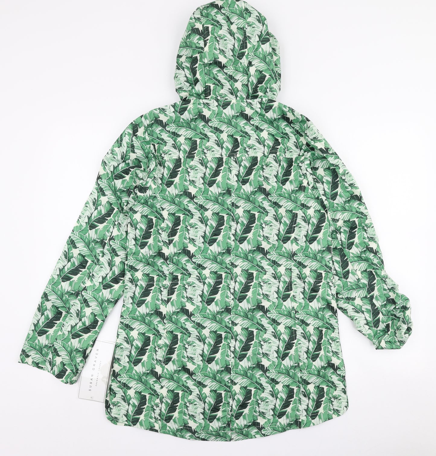 Susan Graver Womens Green Floral  Anorak Coat Size XS  Zip