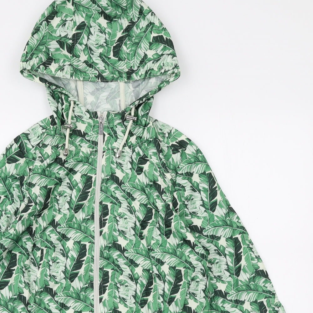 Susan Graver Womens Green Floral  Anorak Coat Size XS  Zip