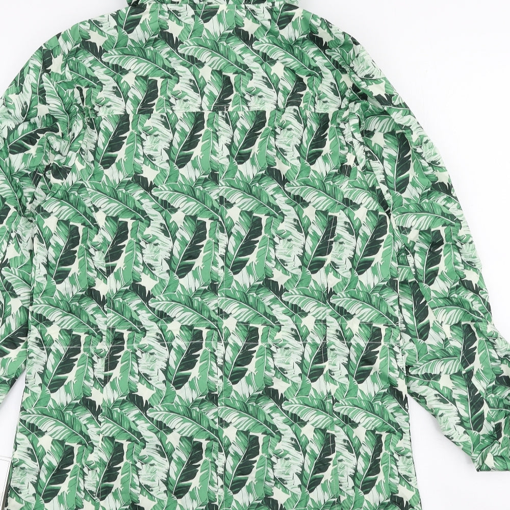 Susan Graver Womens Green Floral  Anorak Coat Size XS  Zip