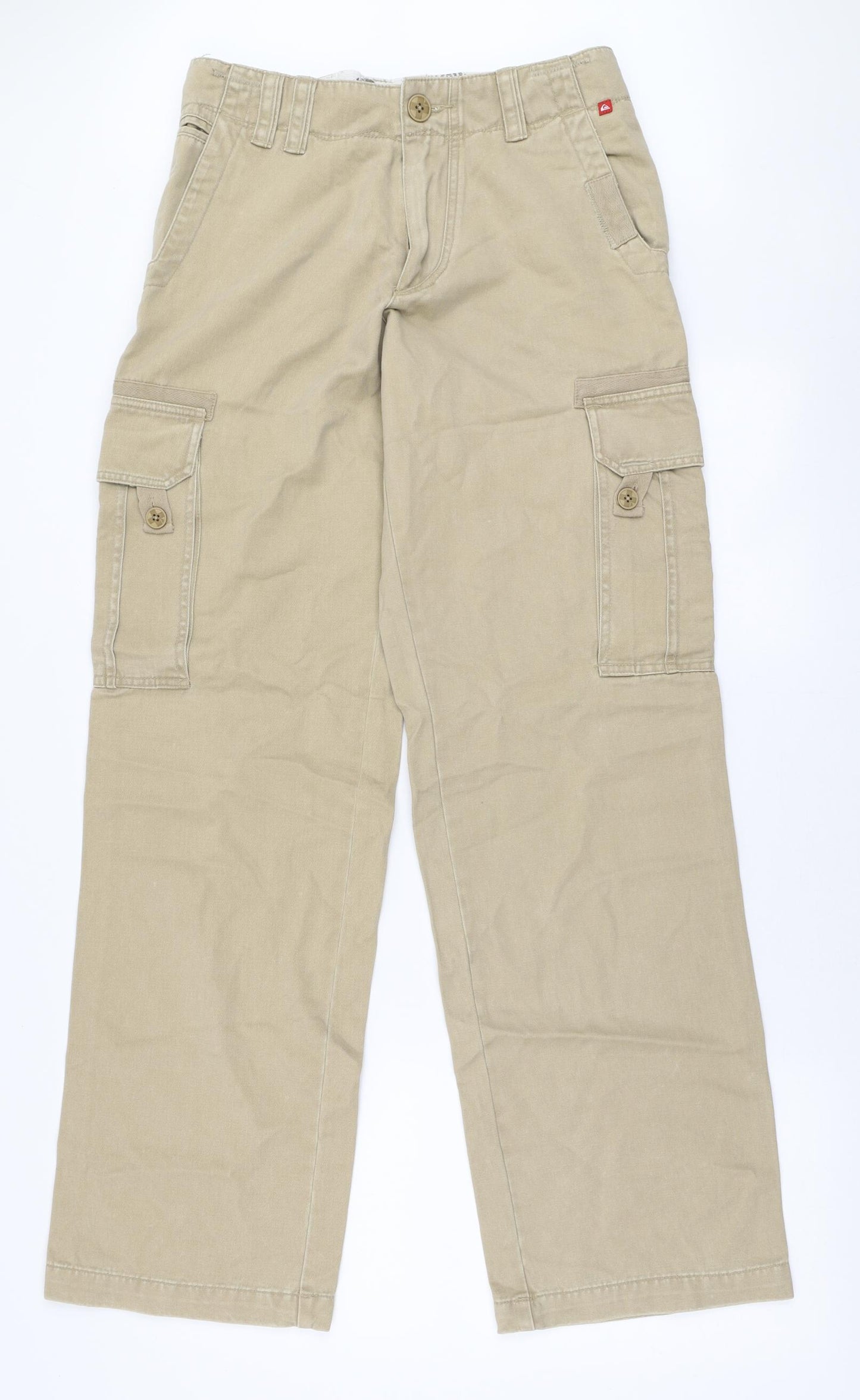 Quicksilver Mens Beige  Cotton Cargo Trousers Size 28 in L33 in Regular Zip