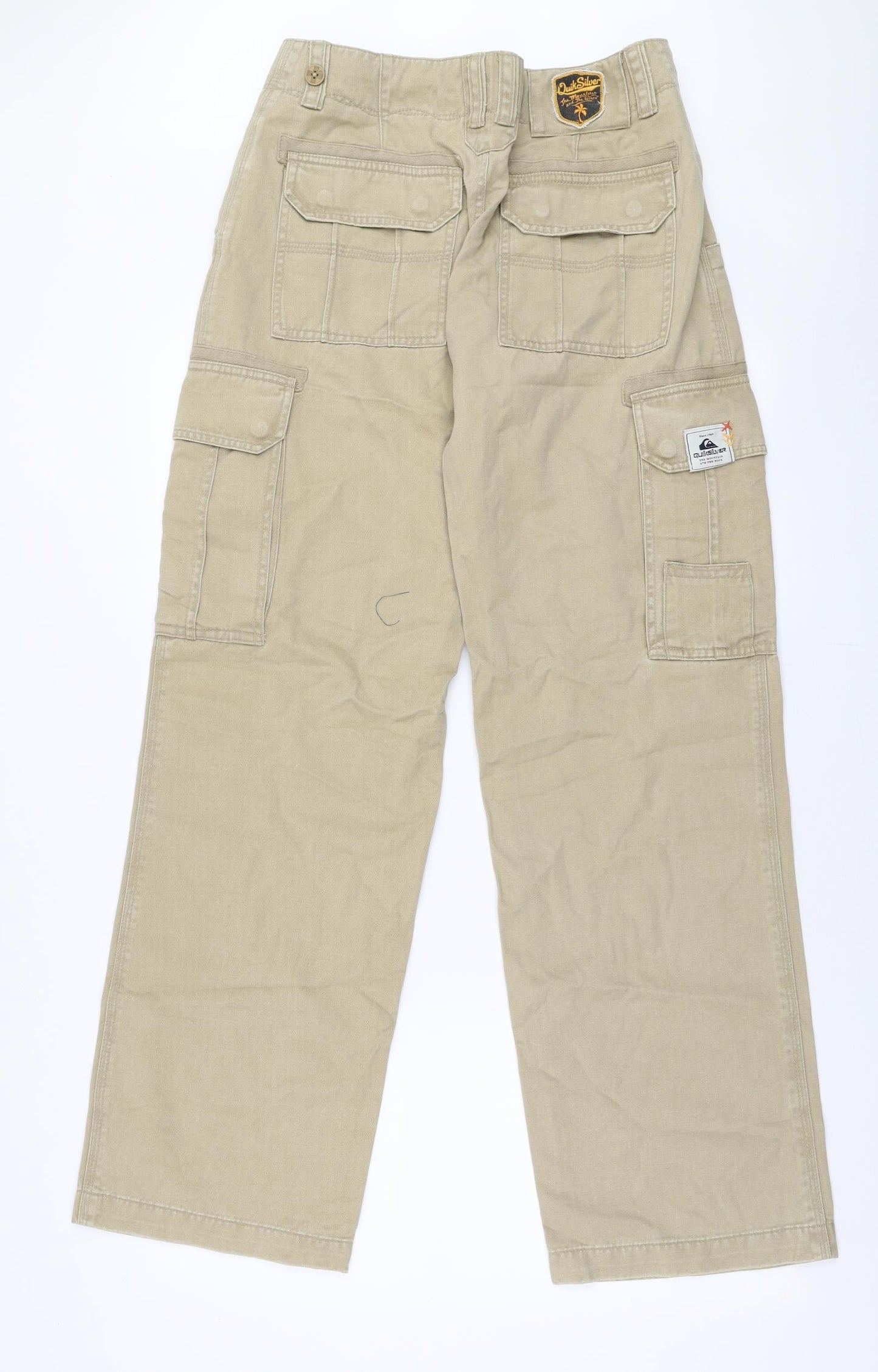 Quicksilver Mens Beige  Cotton Cargo Trousers Size 28 in L33 in Regular Zip