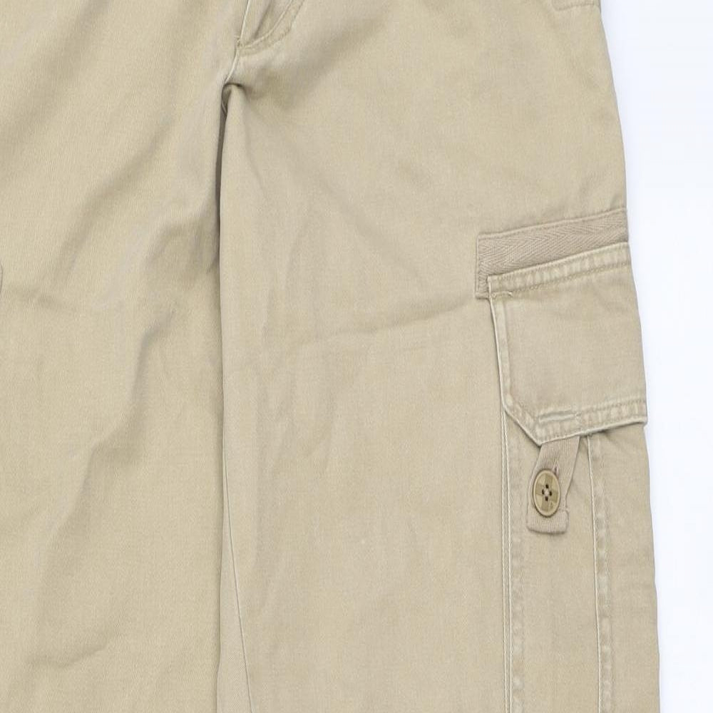 Quicksilver Mens Beige  Cotton Cargo Trousers Size 28 in L33 in Regular Zip