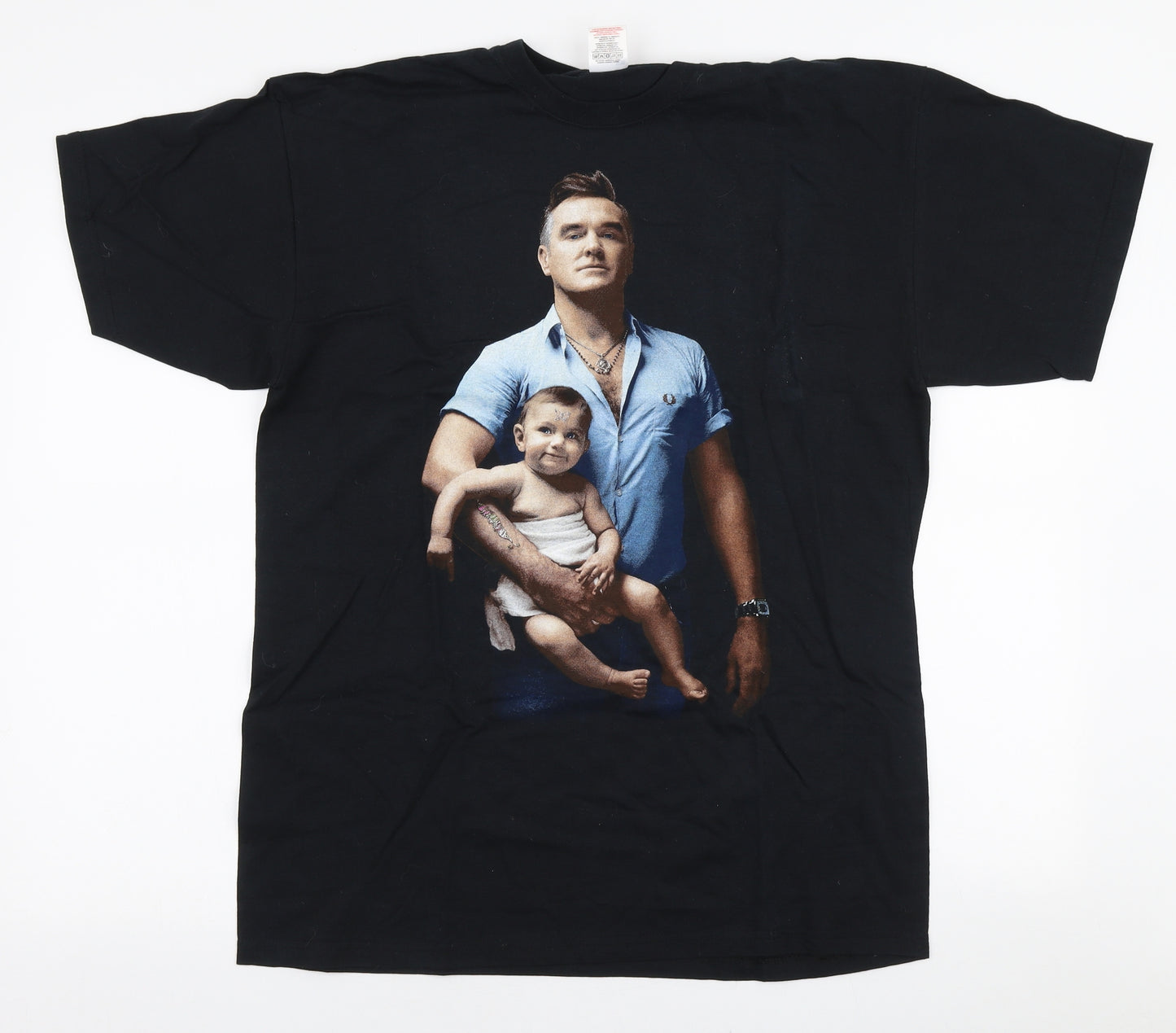 Fruit of the Loom Mens Black  Cotton  T-Shirt Size L Round Neck  - Morrissey