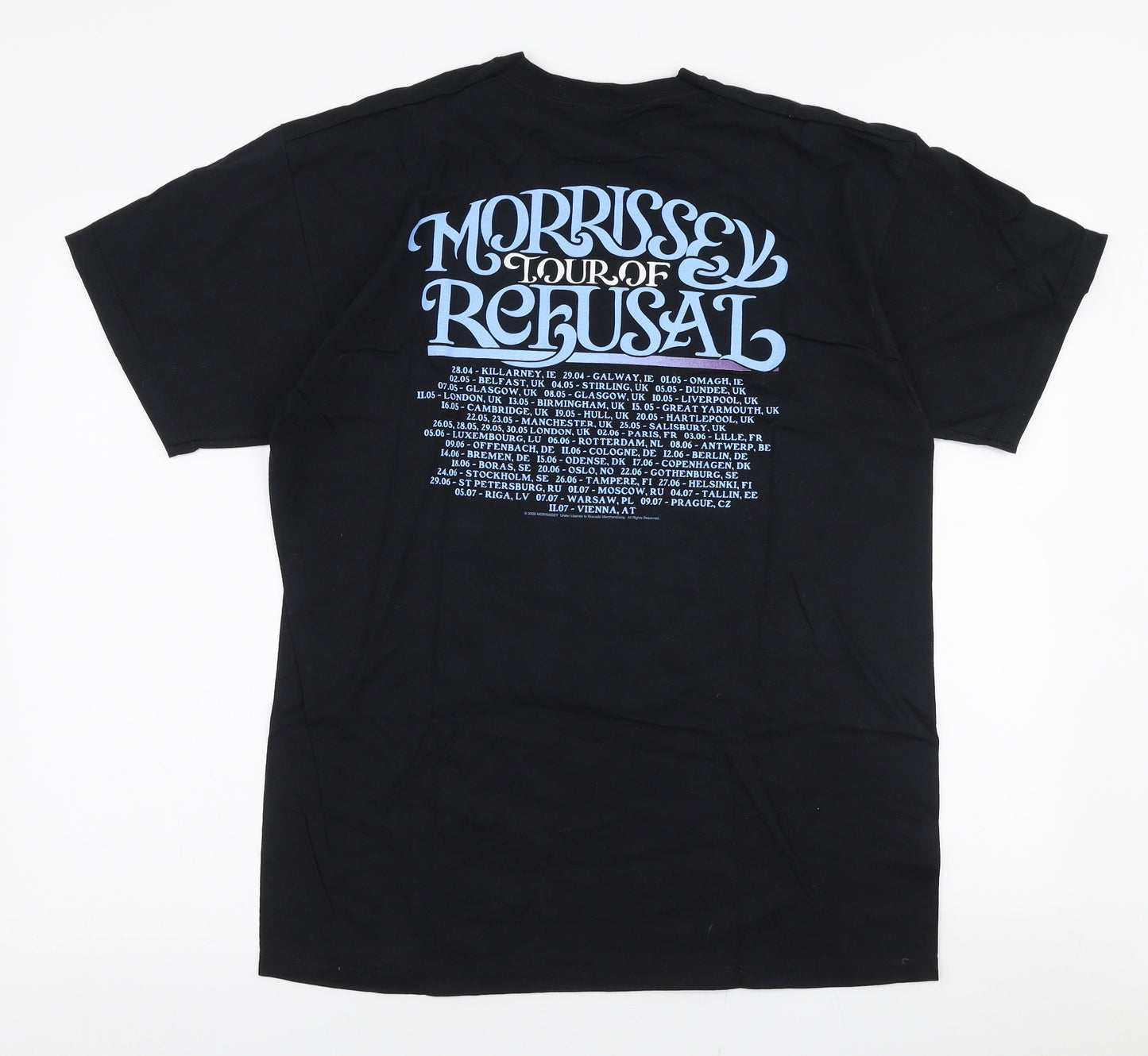 Fruit of the Loom Mens Black  Cotton  T-Shirt Size L Round Neck  - Morrissey