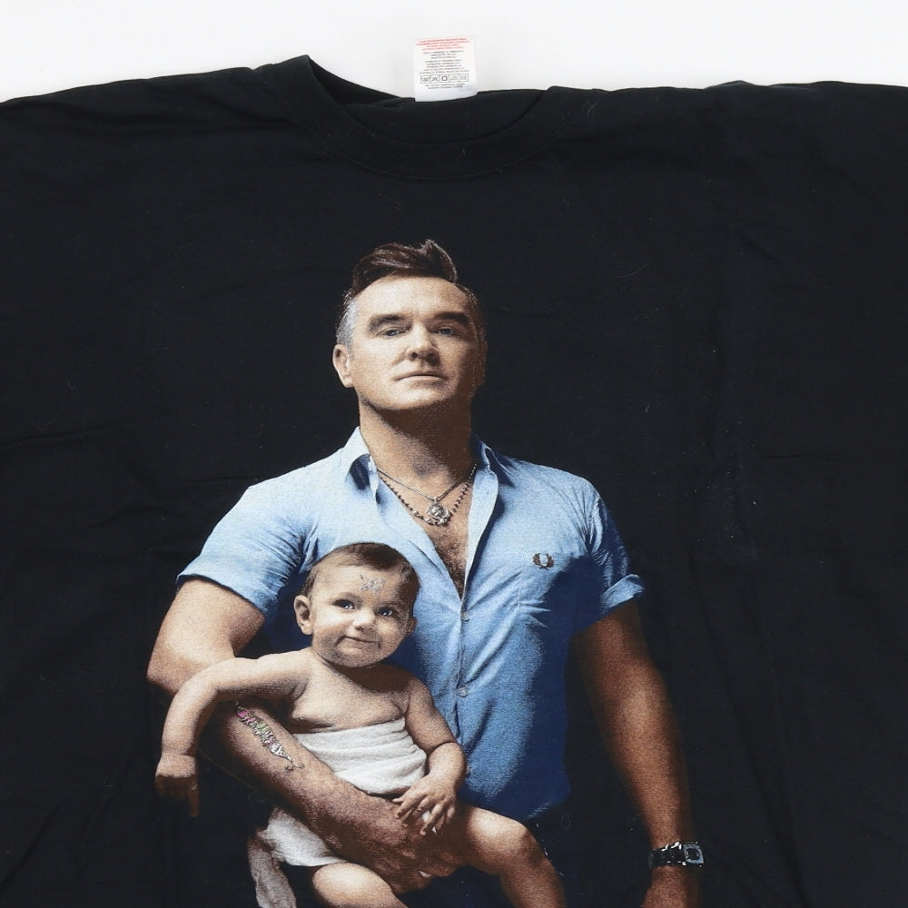 Fruit of the Loom Mens Black  Cotton  T-Shirt Size L Round Neck  - Morrissey