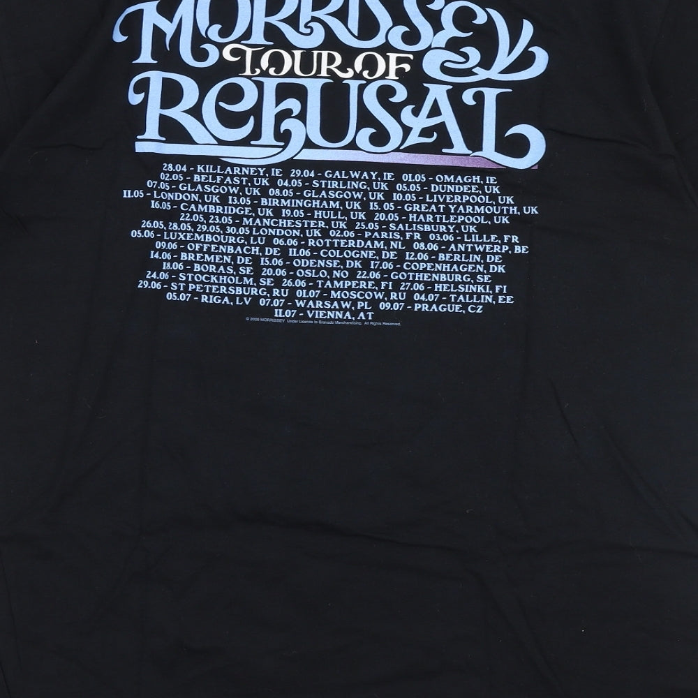 Fruit of the Loom Mens Black  Cotton  T-Shirt Size L Round Neck  - Morrissey