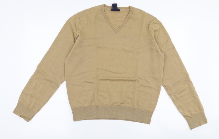 Gap Mens Beige V-Neck Wool Pullover Jumper Size M