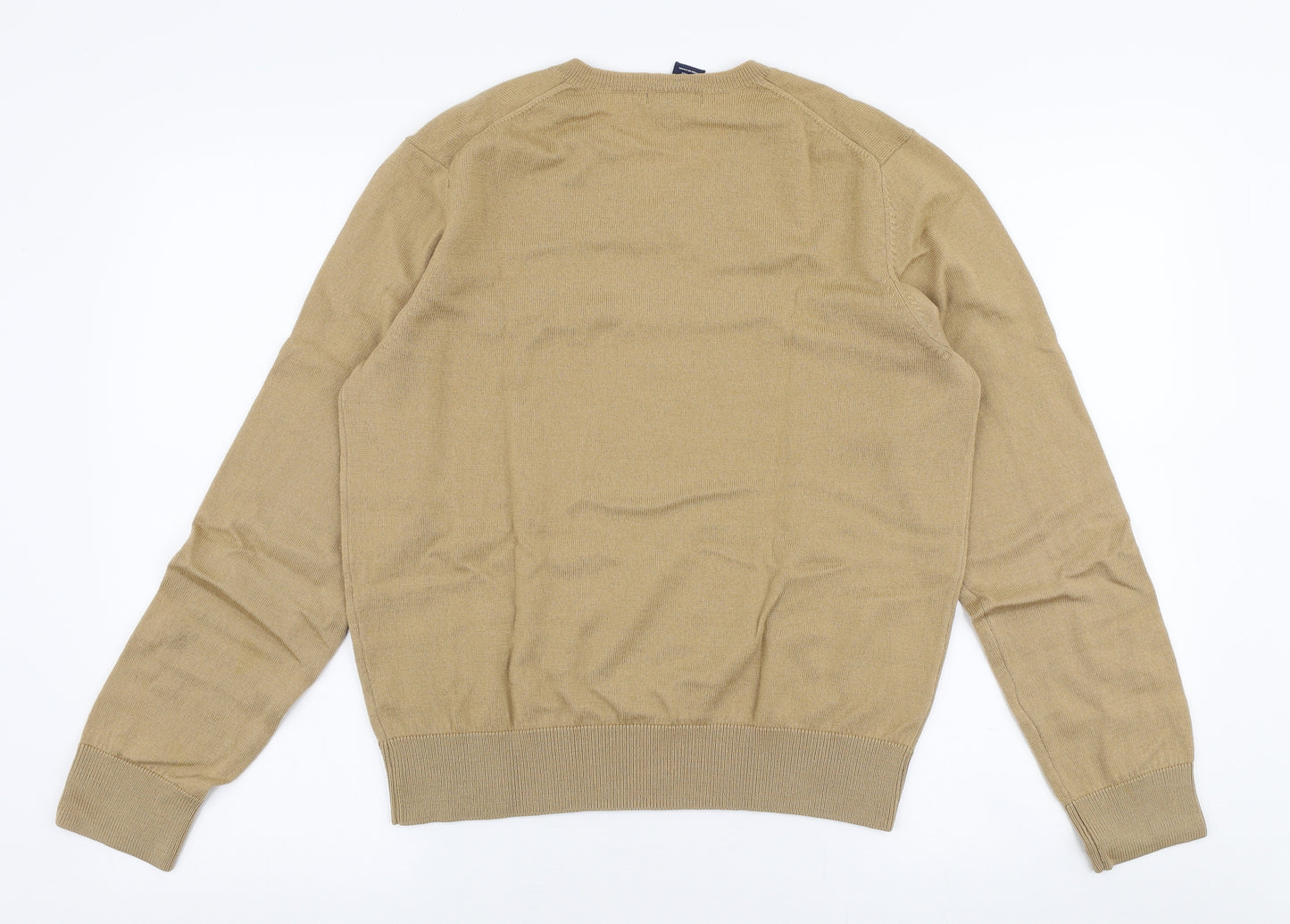 Gap Mens Beige V-Neck  Wool Pullover Jumper Size M