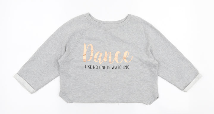 Dunnes Stores Girls Grey Cotton Pullover Sweatshirt Size 9-10 Years Pullover - Dance