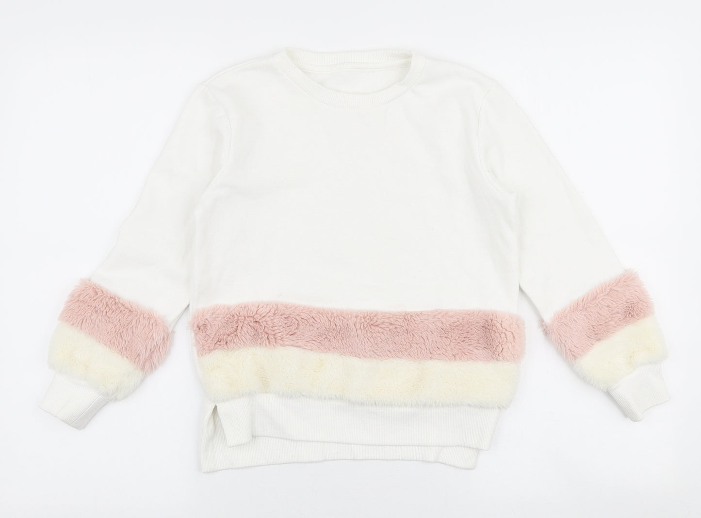 Dunnes Stores Girls White  Cotton Pullover Sweatshirt Size 10 Years  Pullover