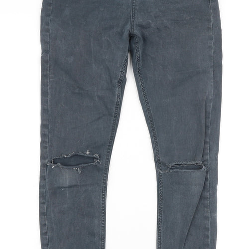 Topshop Womens Grey  Cotton Skinny Jeans Size 28 in L28 in Slim Zip