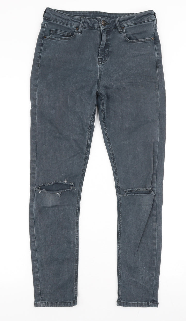 Topshop Womens Grey Cotton Skinny Jeans Size 28 in L28 in Slim Zip